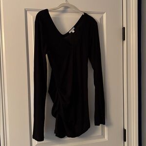 James Perse Black V-Neck Long Sleeve Shirt
